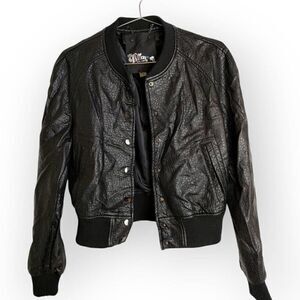 Fillmore Womens Jacket Sz Small Faux Black Leather Moto Zip Front Gorpcore Grung